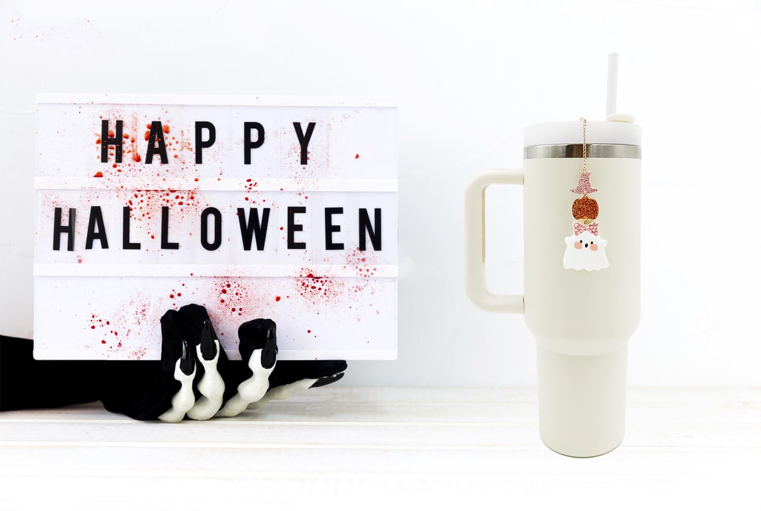 Amazon.com: Halloween Cup Charm – Pink Ghost Tumbler Chain for